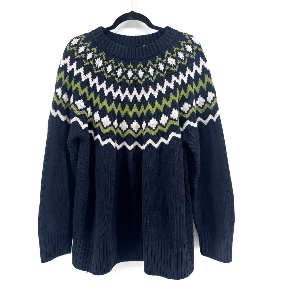 Barbour Chesil Knit Sweater Size US 14 UK 18 Fair Isle Cozy Preppy Après Ski